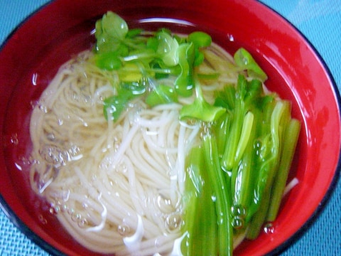 ♥ ほうれん草&カイワレ&プチプチ入りにゅう麺 ♥